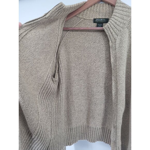 Vintage Eddie Bauer Beige Knit Full-Zip Cardigan Sweater Large Cotton Blend - Picture 5 of 7